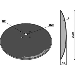 Disque lisse Ø580x6 pour arracheuses de bettaraves - Moreau - 2827