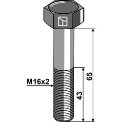 Boulon à tête hexagonale M16x2x65 sans écrou - Herder - 9100.1602