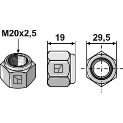Écrou à freinage interne M20x2,5 - Lemken - 3030936