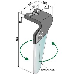 Dent pour herses rotatives (DURAFACE) 300mm, gauche - Remac