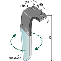 Dent pour herses rotatives (DURAFACE) 300mm, droit - Celli - 6226031