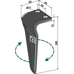 Dent pour herses rotatives 290mm, droit - Celli - 622719