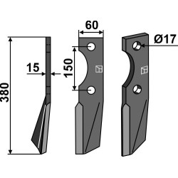 Dent rotative 380x60mm, gauche - Alpego - D04865
