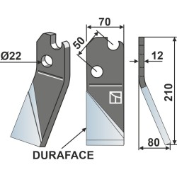 Dent rotative DURAFACE 210x70mm, droit - Moate