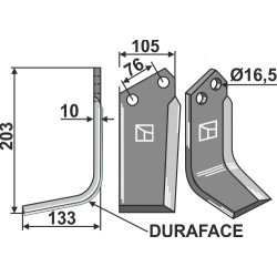 Couteau DURAFACE 203x105mm, gauche - Kuhn - 52359110