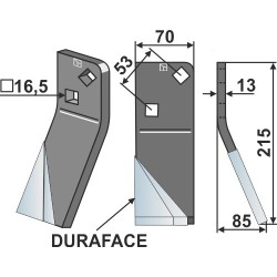 Dent rotative DURAFACE 215x70mm, droit - Massano