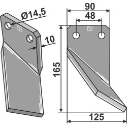 Dent rotative 165x90mm, droit - Massano