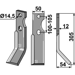 Dent rotative 305x50mm, droit - Simon