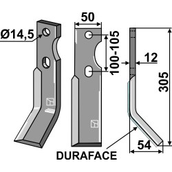 Dent rotative DURAFACE 305x50mm, droit - Simon