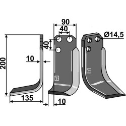 Couteau 200x90mm, gauche - Tortella - 2985510