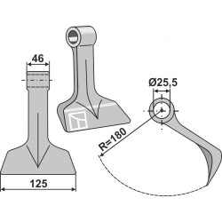 Marteau broyeur 125x46mm - Maschio / Gaspardo - T30004025 - T30004027R