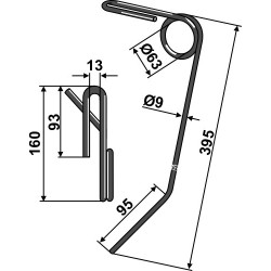 Griffe de semoir Ø9mm - Gaspardo - G18903640R