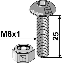 Boulon à tête bombée M6x1x25 avec six pans creux