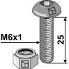 Boulon à tête bombée M6x1x25 avec six pans creux