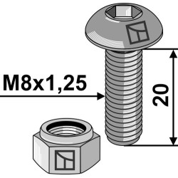 Boulon à tête bombée M8x1,25x20 avec six pans creux