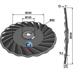 Disque ondulé Ø520x6,5 - gauche - Case IH - 87630573