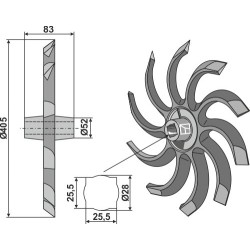 Roue houe - gauche - Kongskilde - 200001403