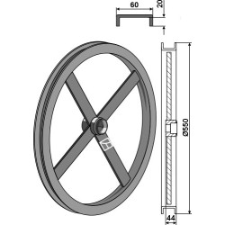 Roue avec profil en U - extérieur gauche