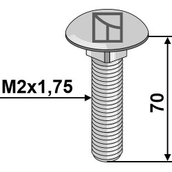 Boulon à tête bombée M12x1,75x70 - galvanisé