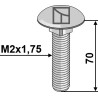 Boulon à tête bombée M12x1,75x70 - galvanisé