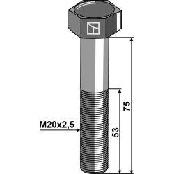 Boulon à tête hexagonale M20x2,5x75 sans écrou - Lemken - 3014603