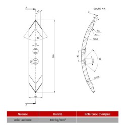 Soc 55X15 entraxe 45mm - longueur 300mm - NIAUX