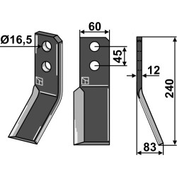 Couteau 240x60mm, droit - Valentini - 1MS000141