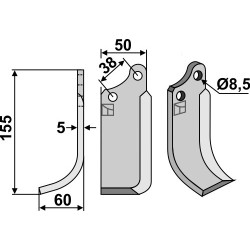 Couteau 155x50mm, gauche - Tielbürger - KB-001-007
