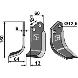 Couteau 160x60mm, gauche - Eurosystem - 220015206