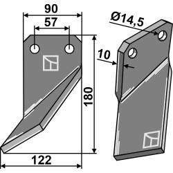 Couteau 180x90mm, gauche - Celli - 422001