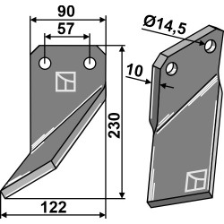 Couteau 230x90mm, gauche - Celli - 422003