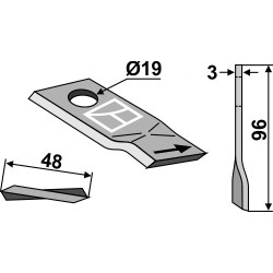 Couteau rotatif 96x48mm - Pöttinger - 434979