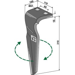 Dent pour herses rotatives 310mm, droit - Vigolo