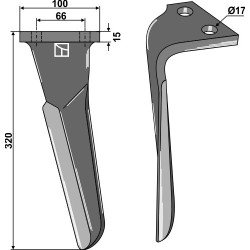 Dent pour herses rotatives 320mm, gauche - Aio