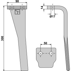 Dent pour herses rotatives 300mm, gauche - Moreni