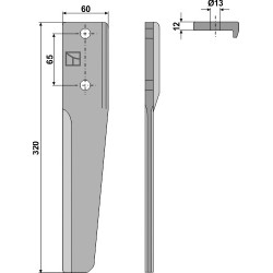 Dent pour herses rotatives 320mm, droit - Schmotzer