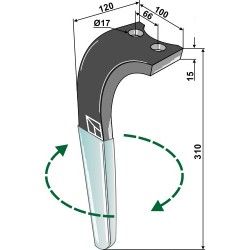 Dent pour herses rotatives (DURAFACE) 310mm, droit - Sauerburger