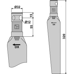 Dent pour herses rotatives 320mm, droit - Euroma