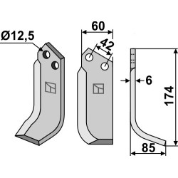 Couteau 174x60mm, droit - M.E.A.A.T.