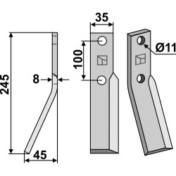 Dent rotative 245x35mm, gauche - Simon
