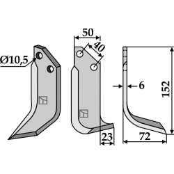 Couteau 152x50mm, droit - Grillo - 7635