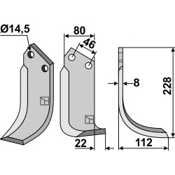 Couteau 228x80mm, droit - Maletti