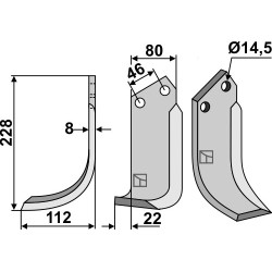 Couteau 228x80mm, gauche - Maletti