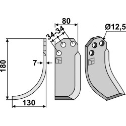 Couteau 180x80mm, gauche - Carraro S.p.A.