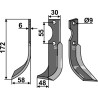 Couteau 172x30mm, gauche - Grillo - 10570