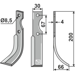 Couteau 197x30mm, droit - Grillo - 39011