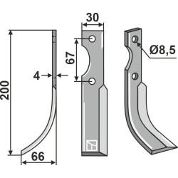 Couteau 197x30mm, gauche - Grillo - 39012