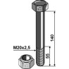 Boulon à tête hexagonale M20x2,5x140 avec écrou à freinage interne - Tünnißen & Stocks - 11668
