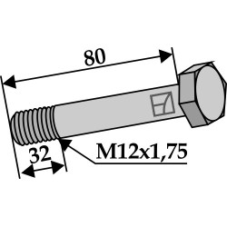 Boulon à tête hexagonale M12x1,75x80 avec écrou à freinage interne - Irus