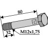 Boulon à tête hexagonale M12x1,75x80 avec écrou à freinage interne - Agrotec